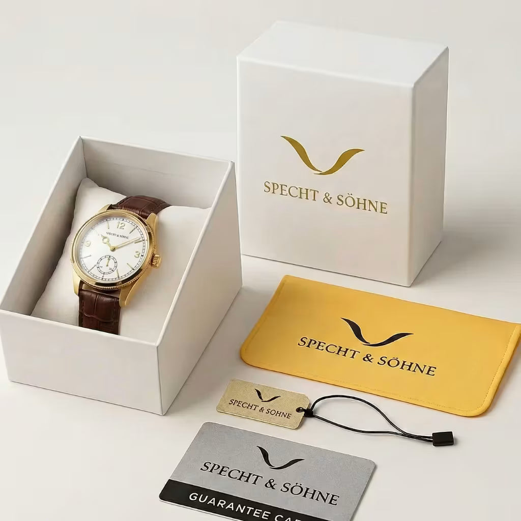 Detalhe do Relógio Dourado com Pulseira de Couro Genuíno
